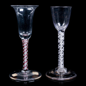 Two American Twist-Stem Wine Glasses
Circa