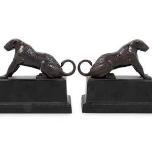 A Pair of Cast Metal Dog Bookends
20th