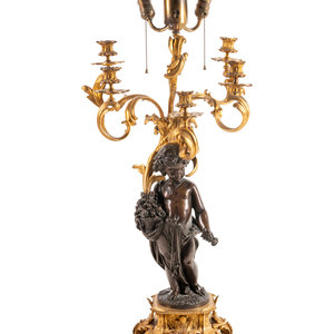A Louis XV Style Gilt and Patinated
