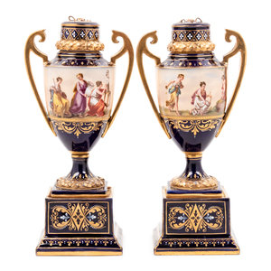 A Pair of Vienna Porcelain Urns
Late