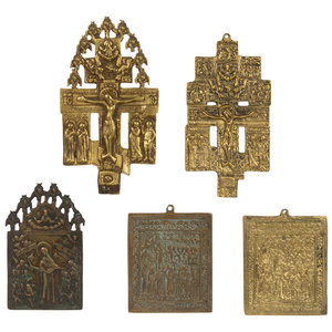 Five Russian Cast Bronze Icons Largest 2adf3a