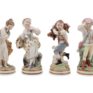 A Set of Four Chelsea Porcelain