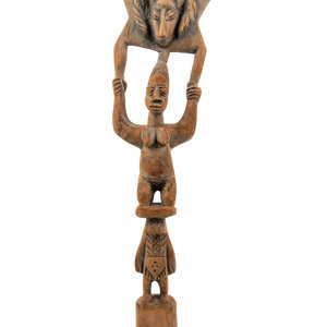 A Yoruba Style Carved Wood Totem Mid 20th 2ae05a