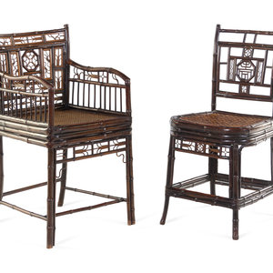 Two Chinese Export Bamboo and Cane Chairs
Circa