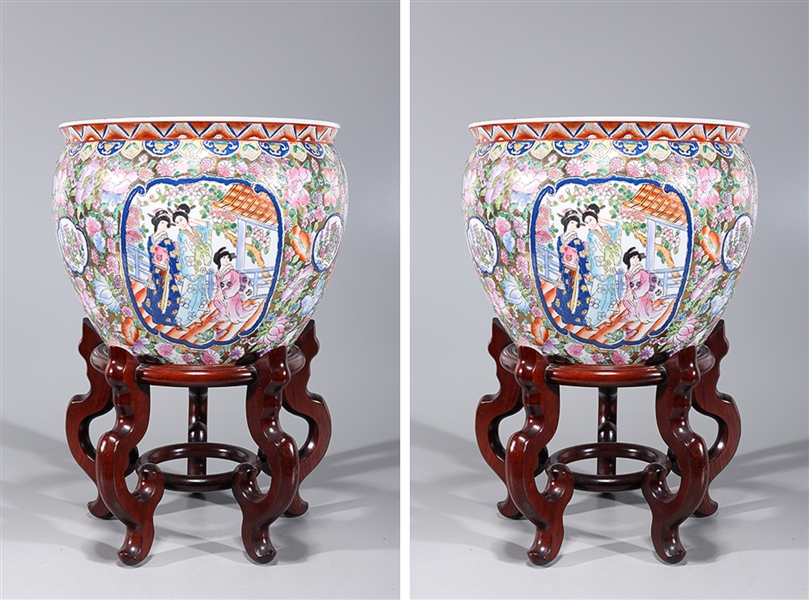 Pair of Chinese famille rose enameled