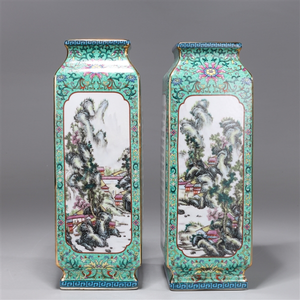 Pair of Chinese square form turquoise 2ab98a