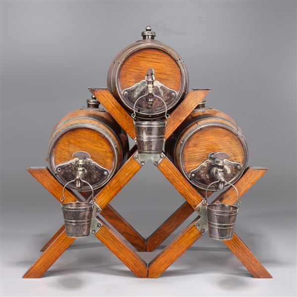 Decanter set of three English wood 2ab9f6