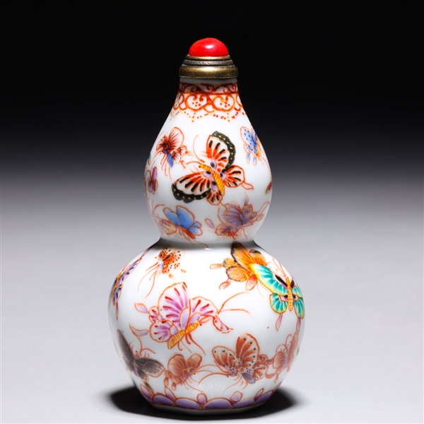 Chinese enameled porcelain double
