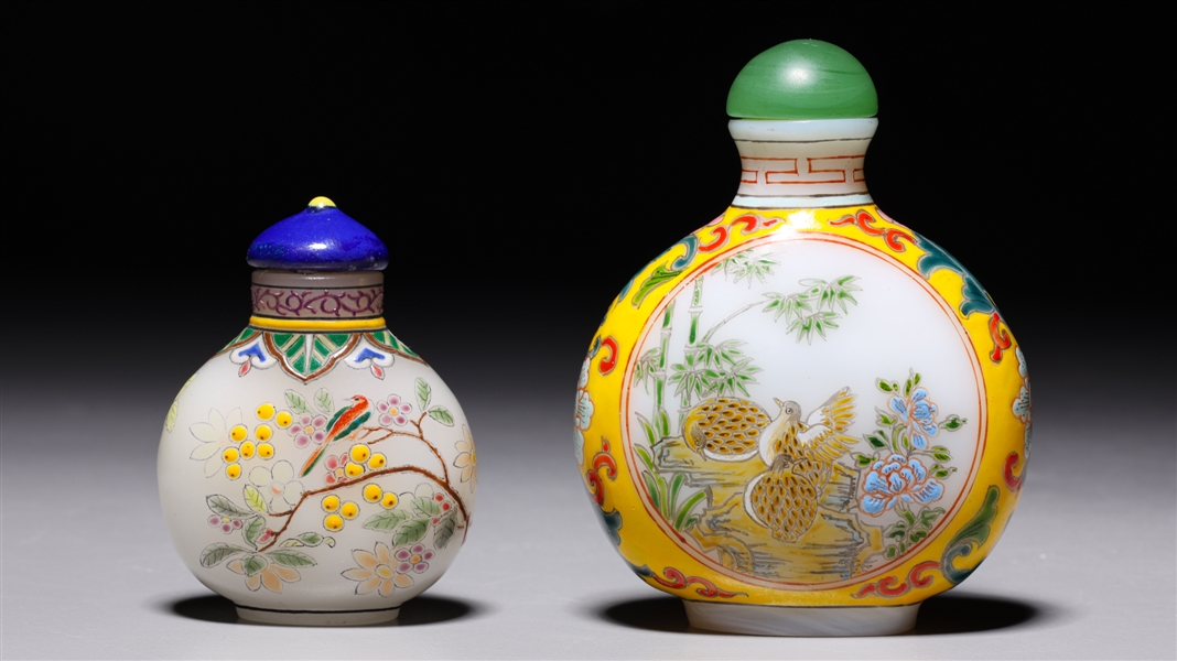 Two Chinese enameled glass snuff