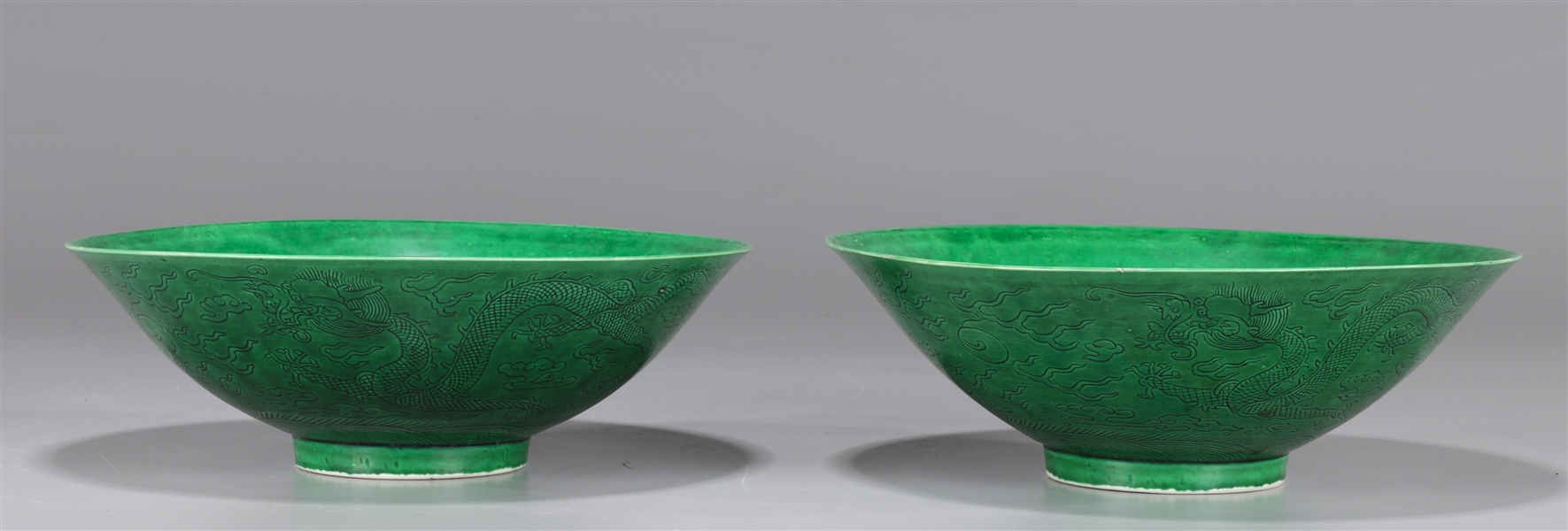 Pair of Chinese green glazed porcelain