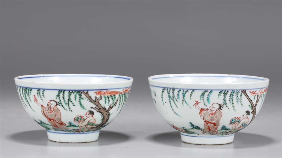 Pair Chinese Kangxi period enameled