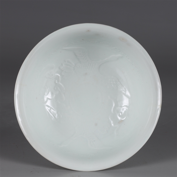 Chinese white glazed molded porcelain