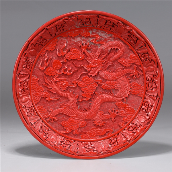 Chinese red lacquer-like dish;