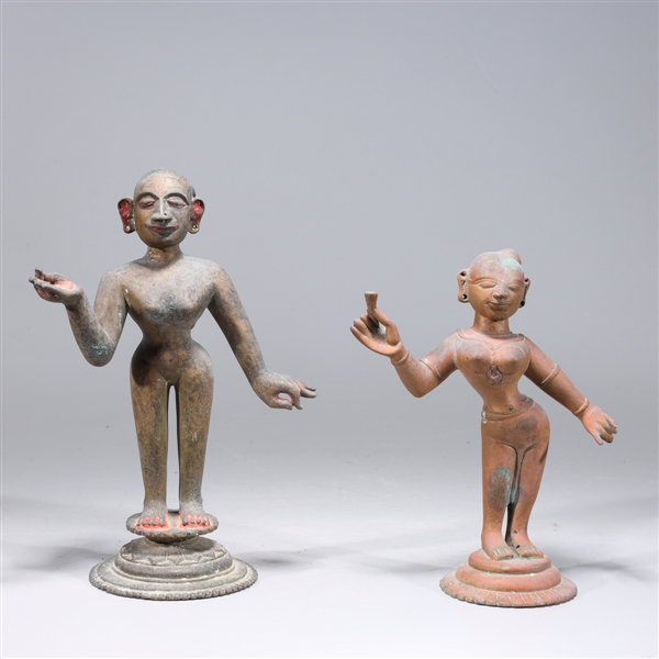 Two antique Indian statues of Radha,