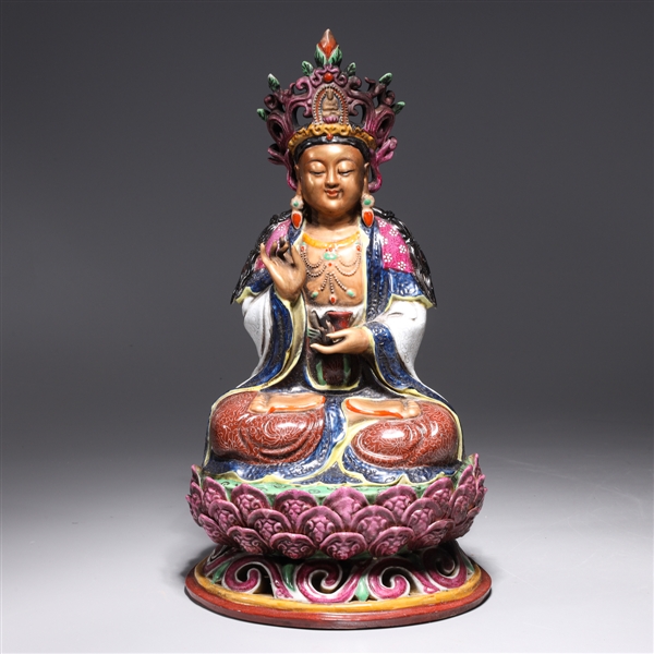 Chinese enameled porcelain deity