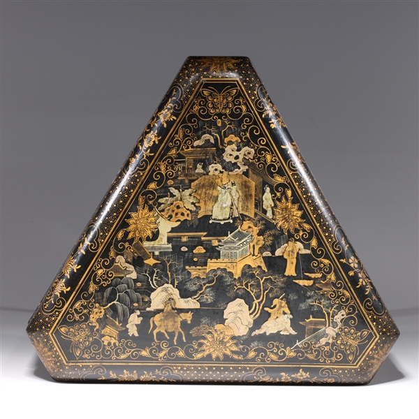 Chinese gilt lacquer triangle box