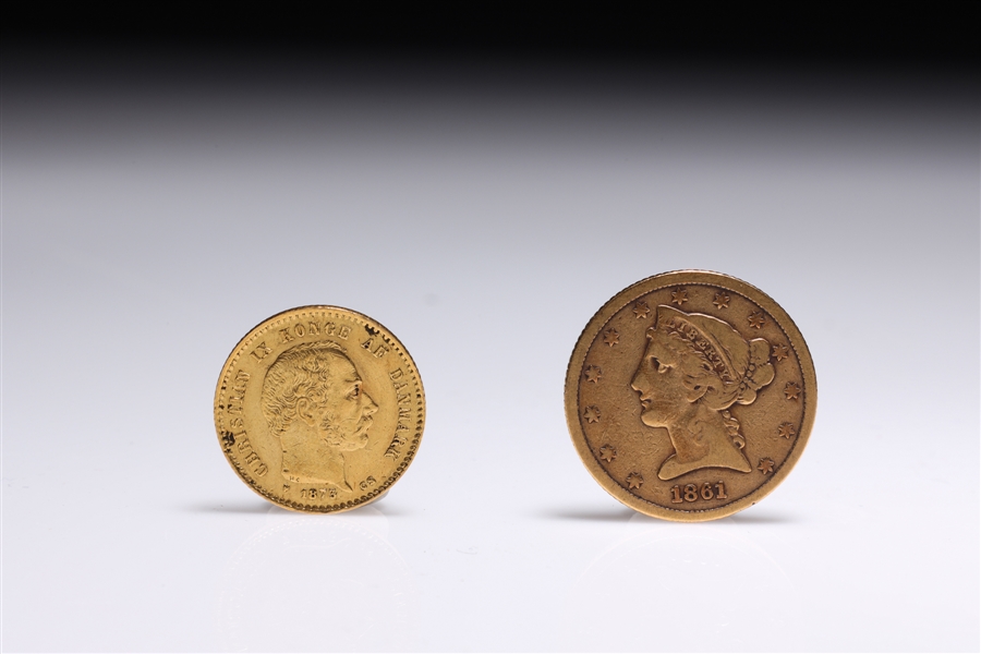 Two antique 19th century gold coins