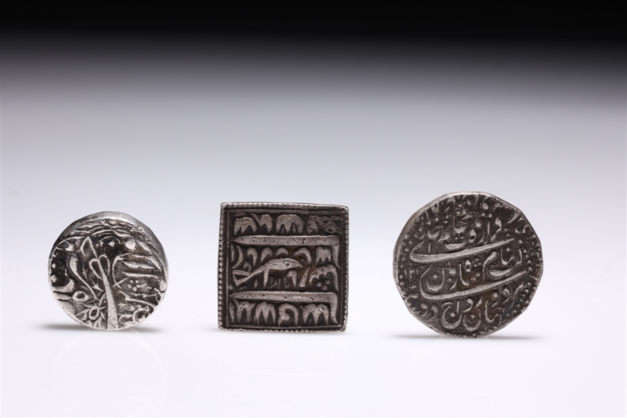 Group of three antique Indian silver