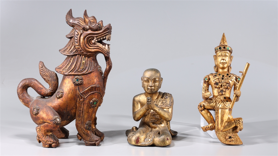 Group of 3 Thai gilt wood carvings