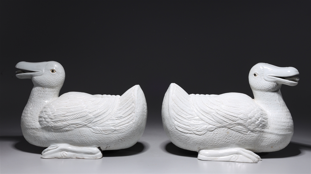 Pair of Chinese white glazed porcelain