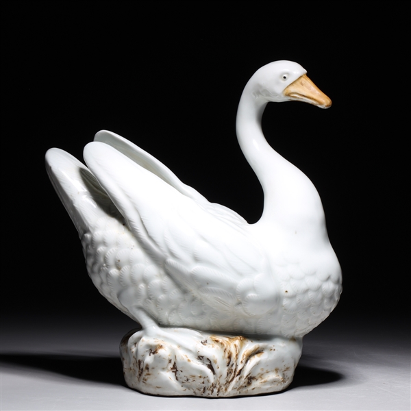 Chinese porcelain goose statue; as-is