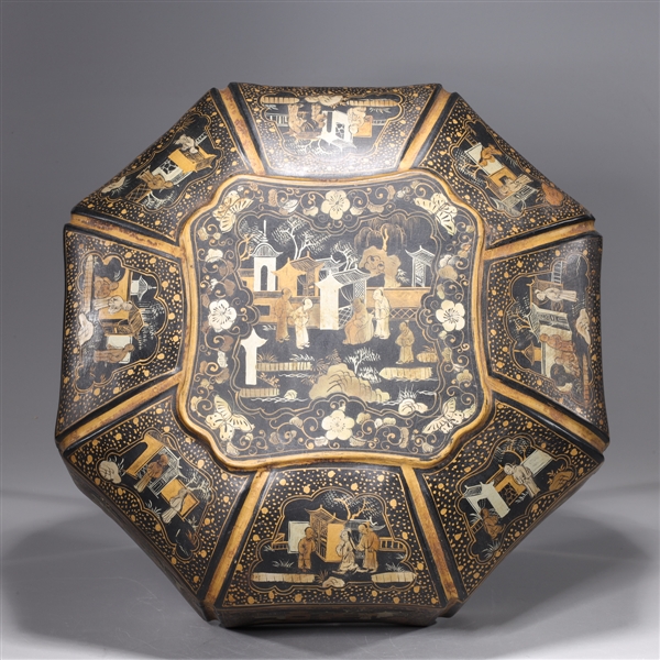 Chinese gilt lacquer octagonal 2abcbb