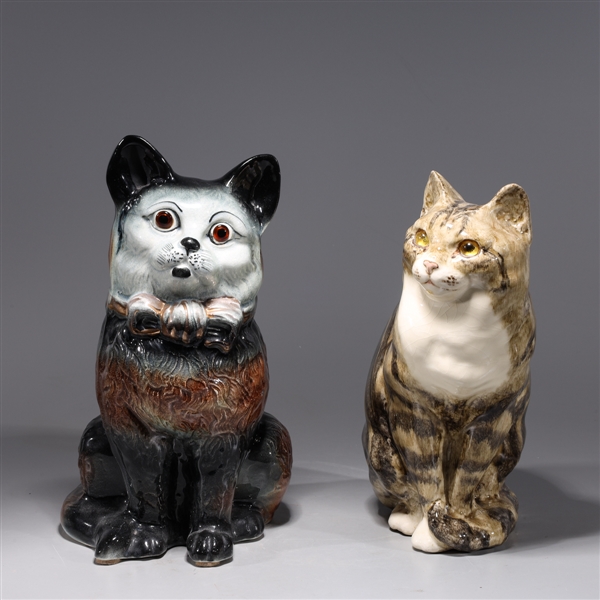 Two early 20th century porcelain cats,