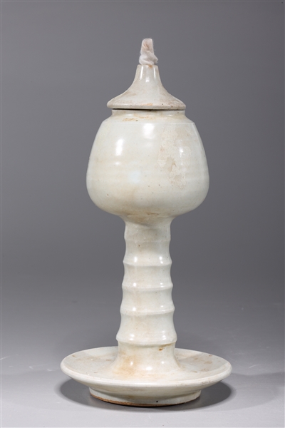 Antique Korean ceramic oil lamp;