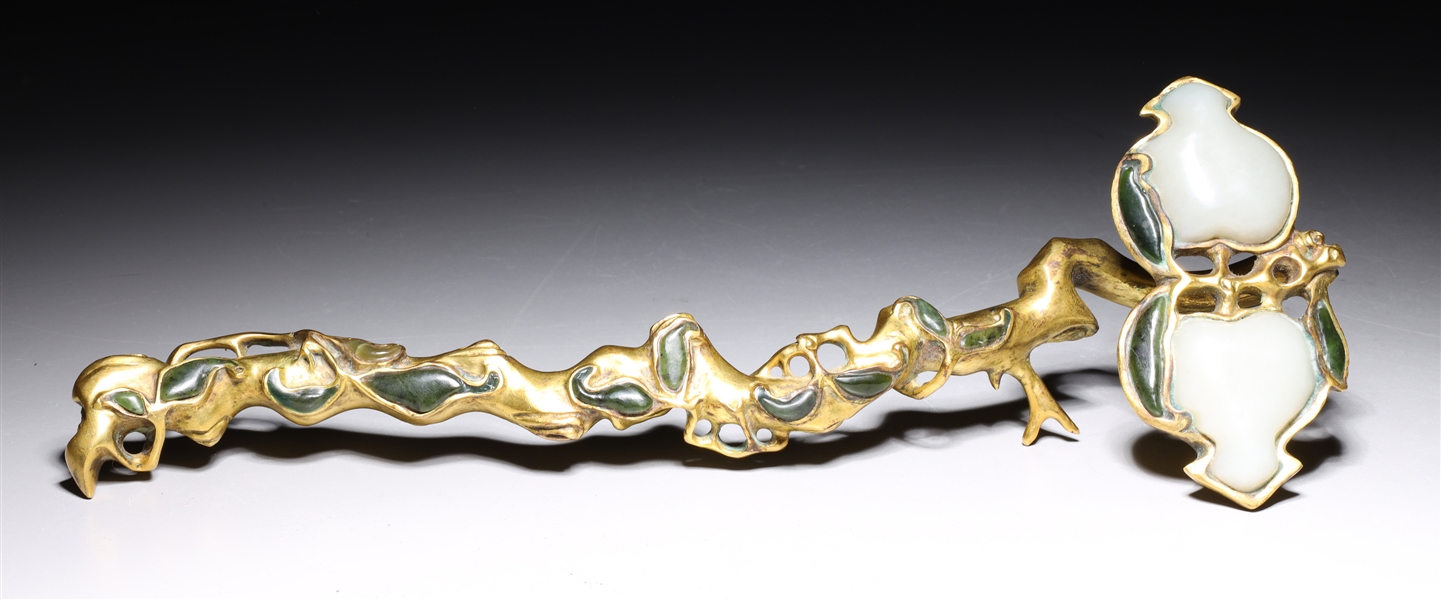 Chinese gilt bronze ruyi scepter