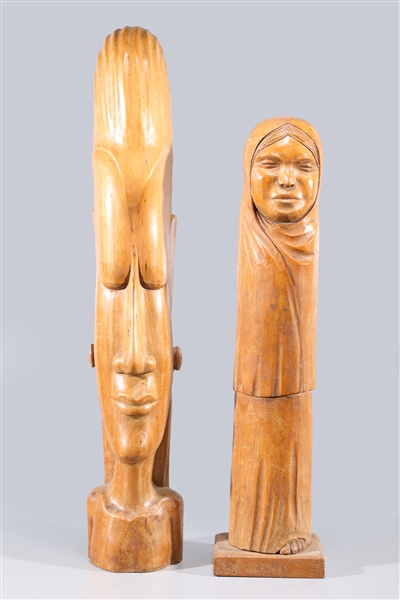 Two tribal wood carvings, one on