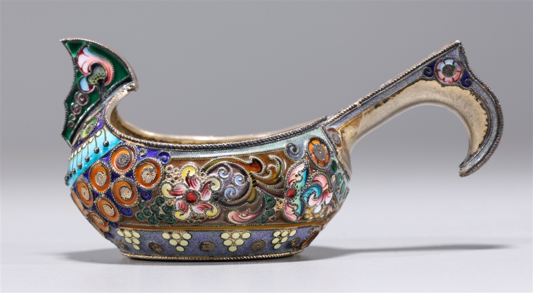 Antique enameled Russian silver