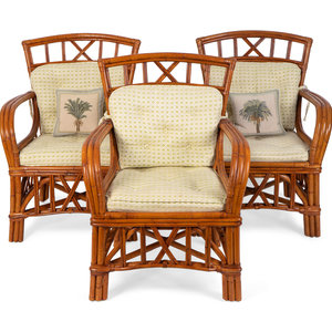 Three Rattan Open Armchairs Height 2abee4