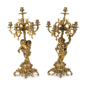 A Pair of Rococo Style Brass Figural 2abf07