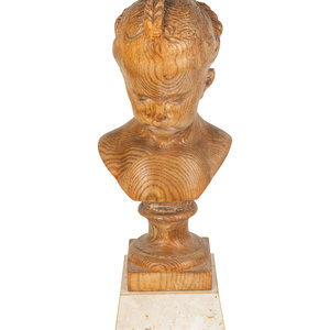 A French Carved Oak Portrait Bust