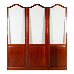 A French Mahogany and Glass Three-Panel