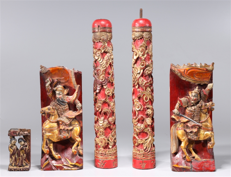 Group of five Japanese elaborately