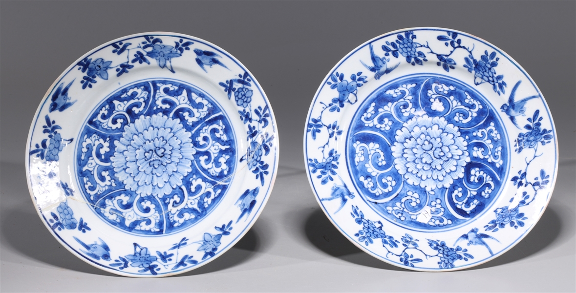 Two antique Chinese blue and white