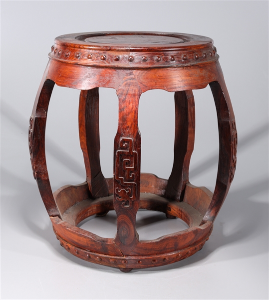 Chinese wooden stool with carved