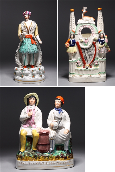 Group of three antique Staffordshire