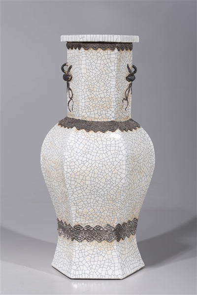Tall Chinese white crackle glazed