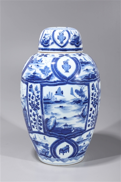 Large Chinese blue and white Kangxi-style