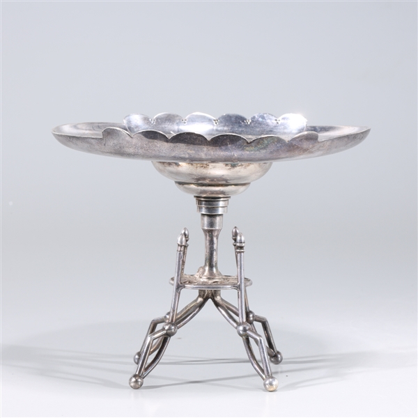 Antique Engraved silver tazza with
