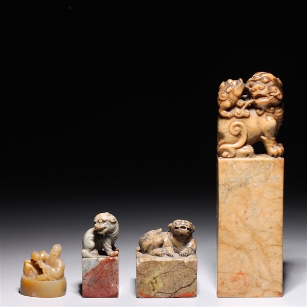 Set of four antique Chinese hardstone