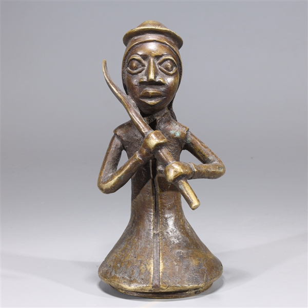 African Benin bronze figure with