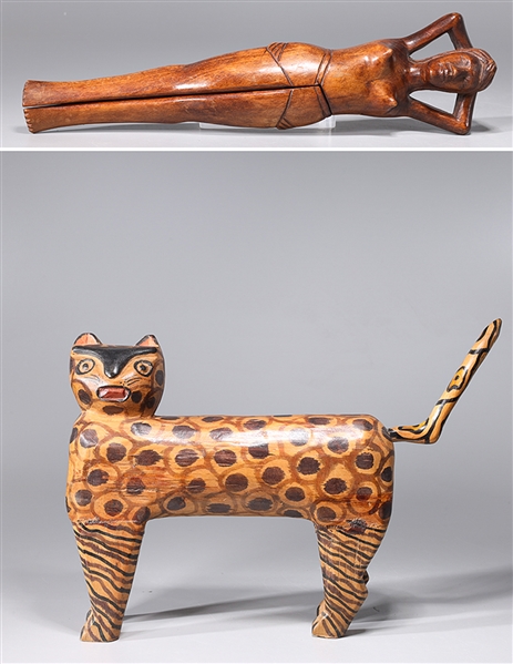 Two carved wood objects including