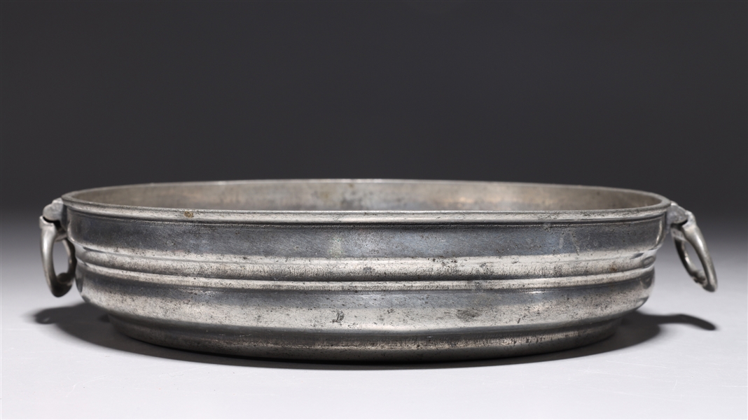 George III pewter dish with handles
