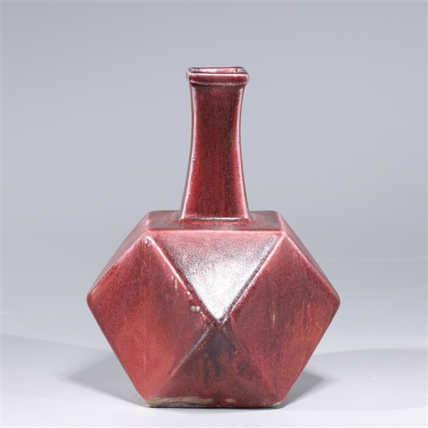 Korean red glazed faceted bottle