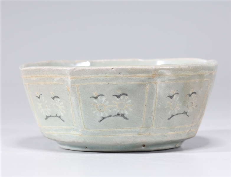 Korean celadon glazed faceted dish