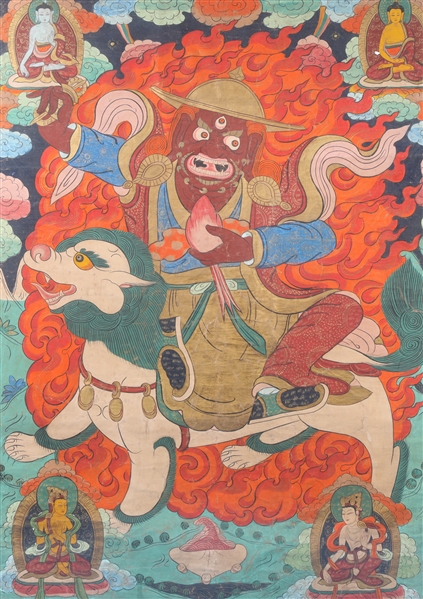 Large Sino-Tibetan framed painted