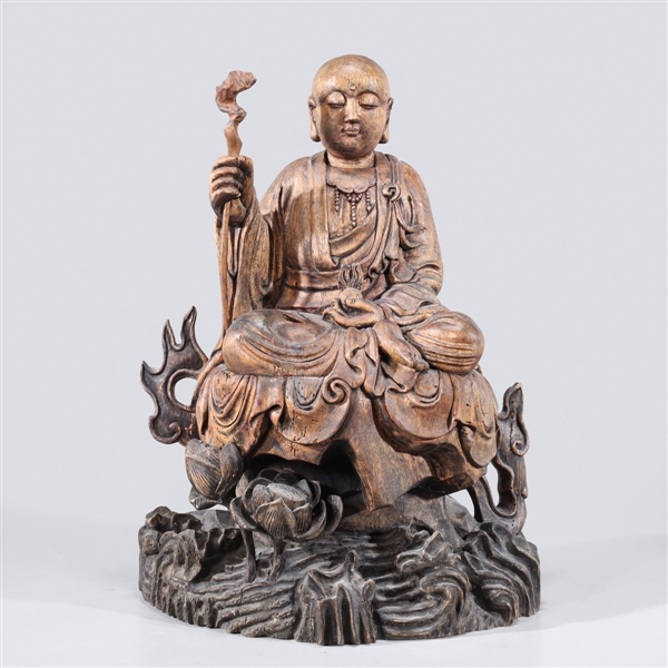 Finely carved Chinese wooden statue